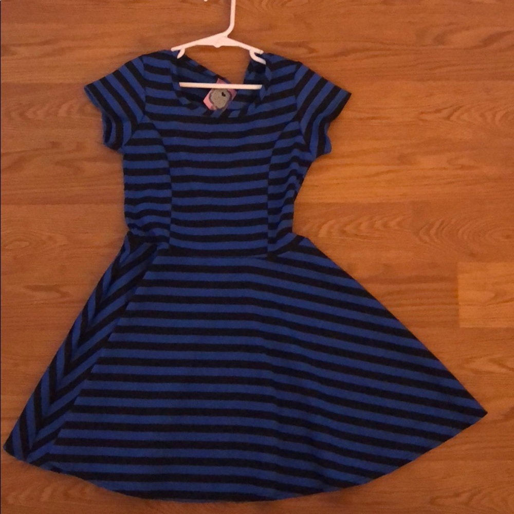 Blue and black striped dress